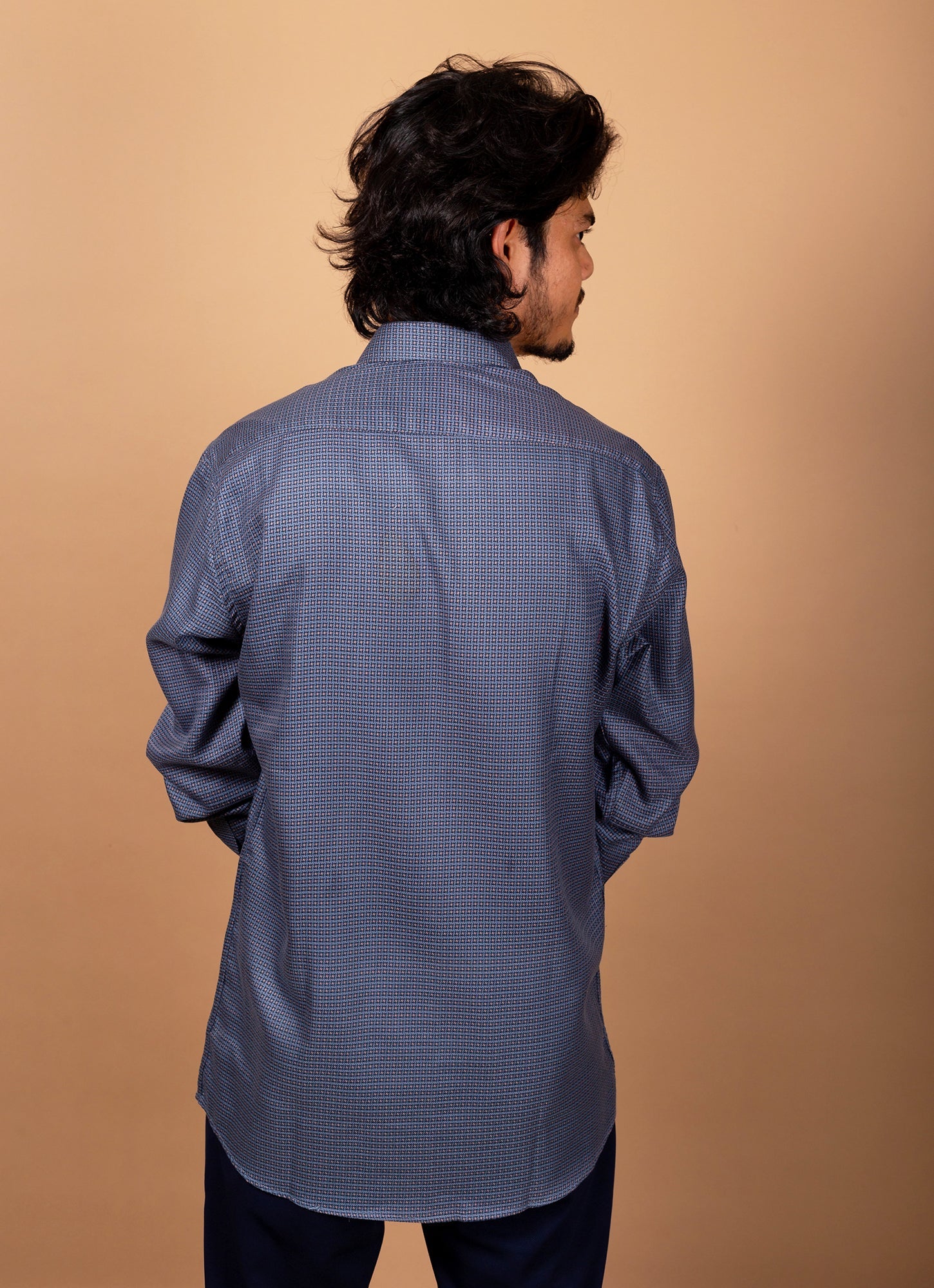 Steel Blue Grey Textured Organic Cotton Premium Shirt