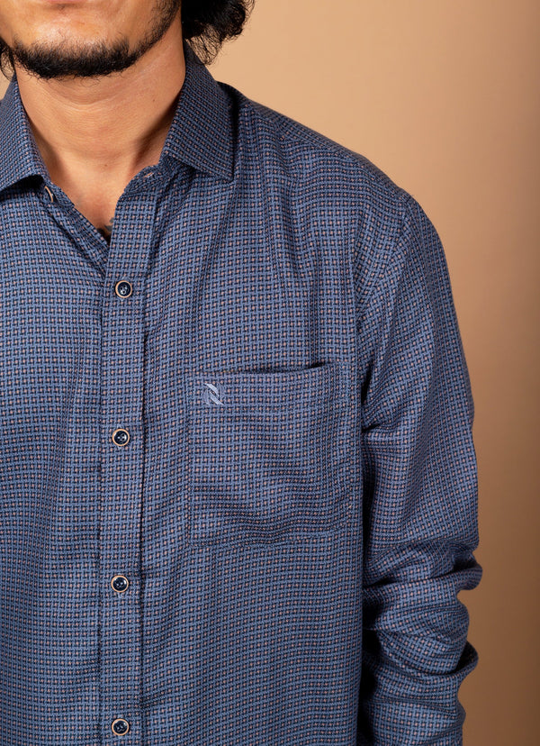 Steel Blue Grey Textured Organic Cotton Premium Shirt