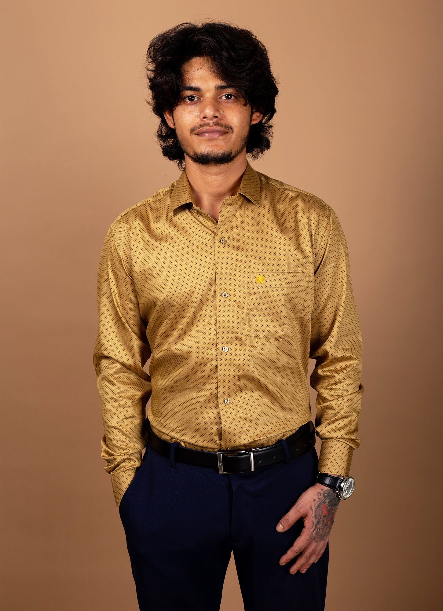 Golden Dotted Organic Cotton Premium Shirt