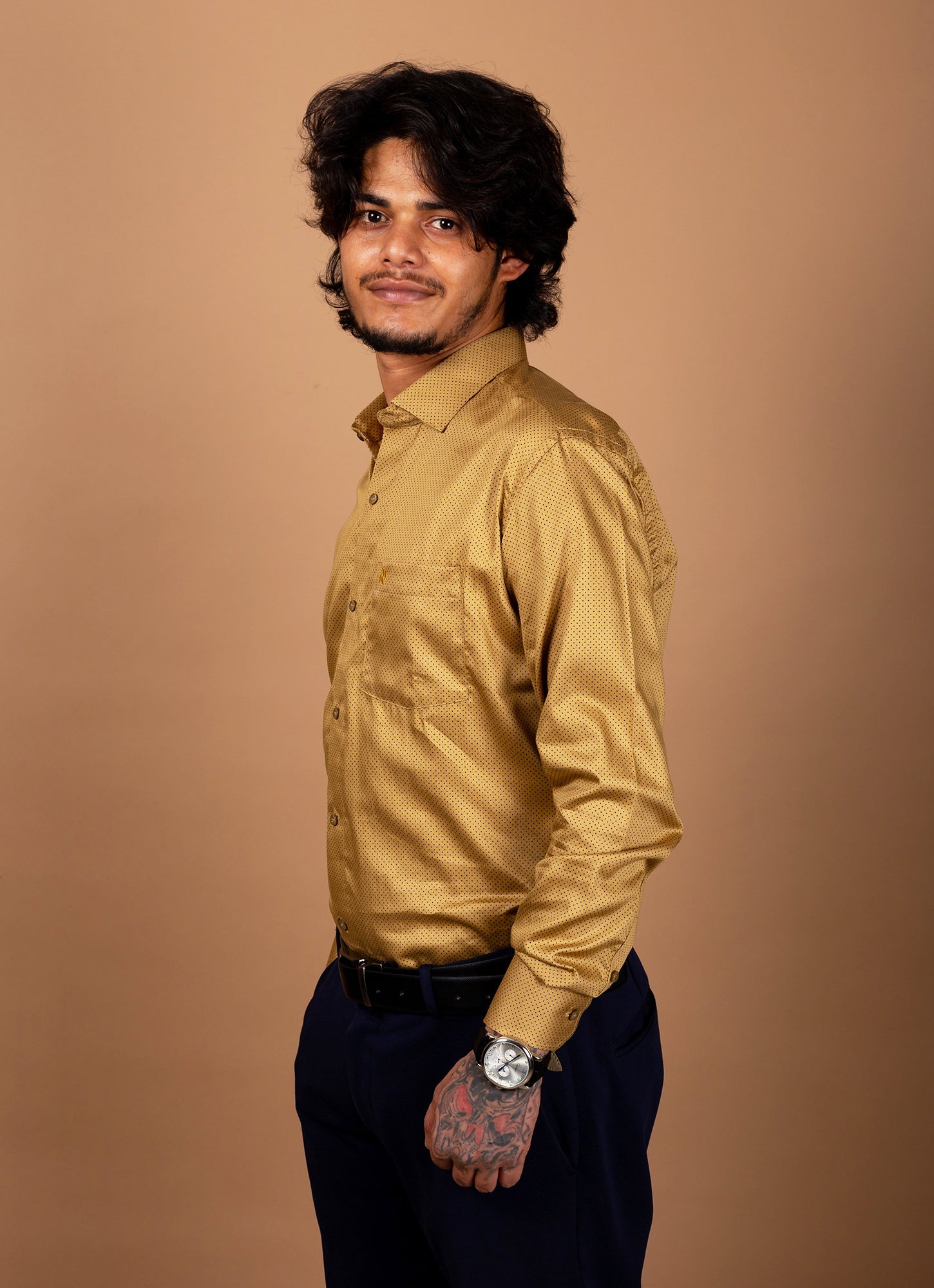 Golden Dotted Organic Cotton Premium Shirt