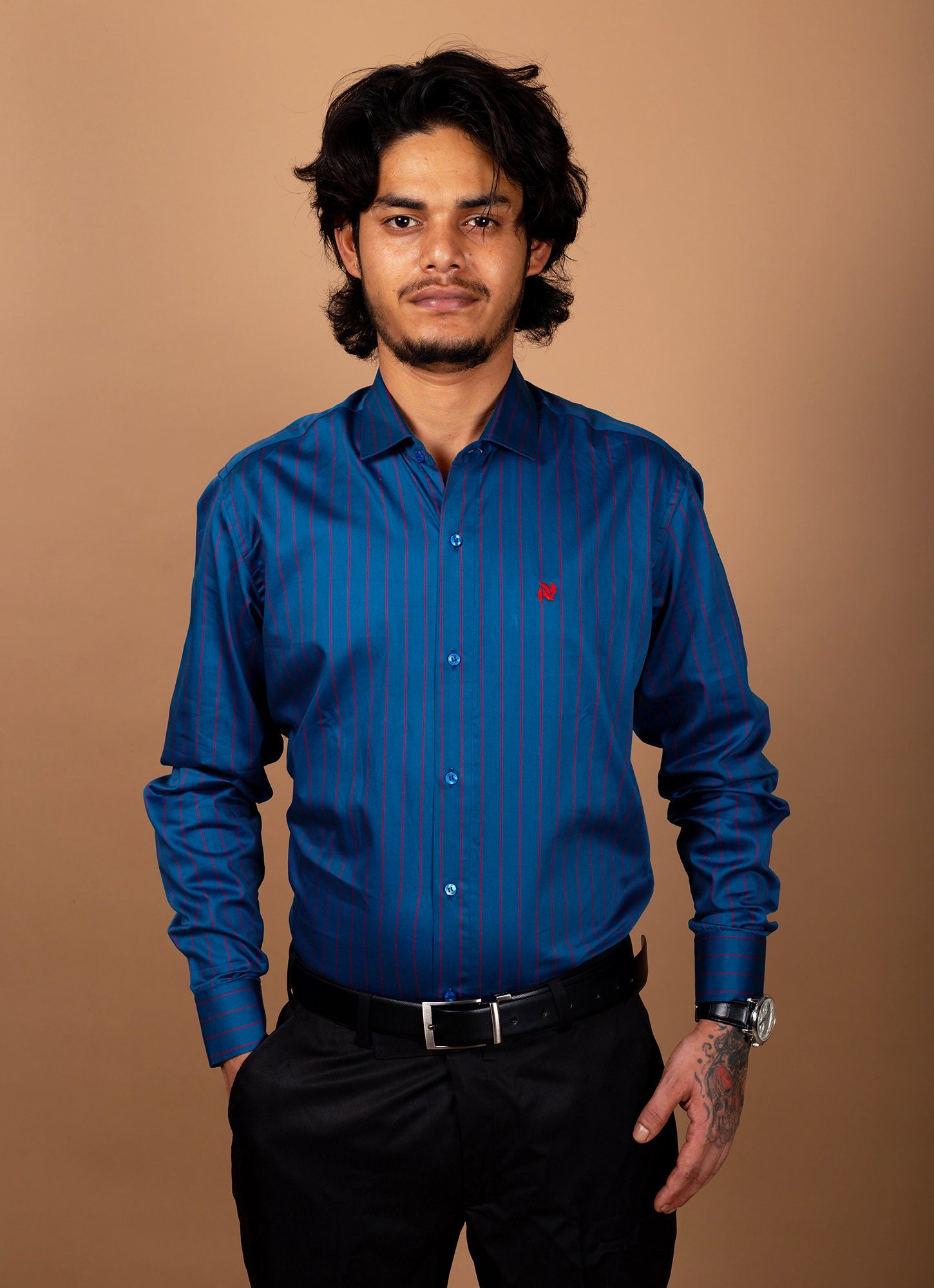 Persian Blue Liner Organic Cotton Premium Shirt