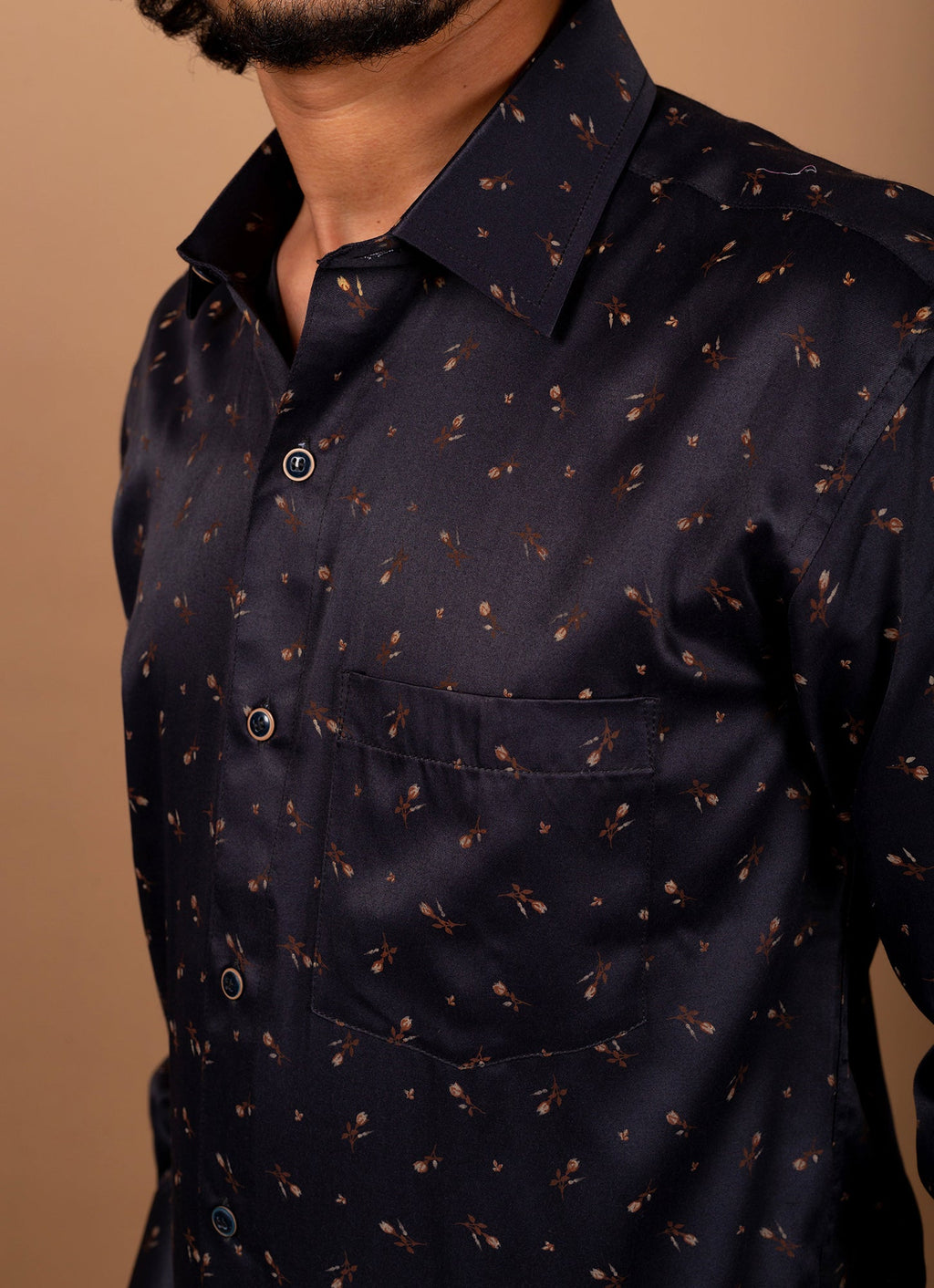 Walnut Brown Printed Organic Cotton Premium Shirt