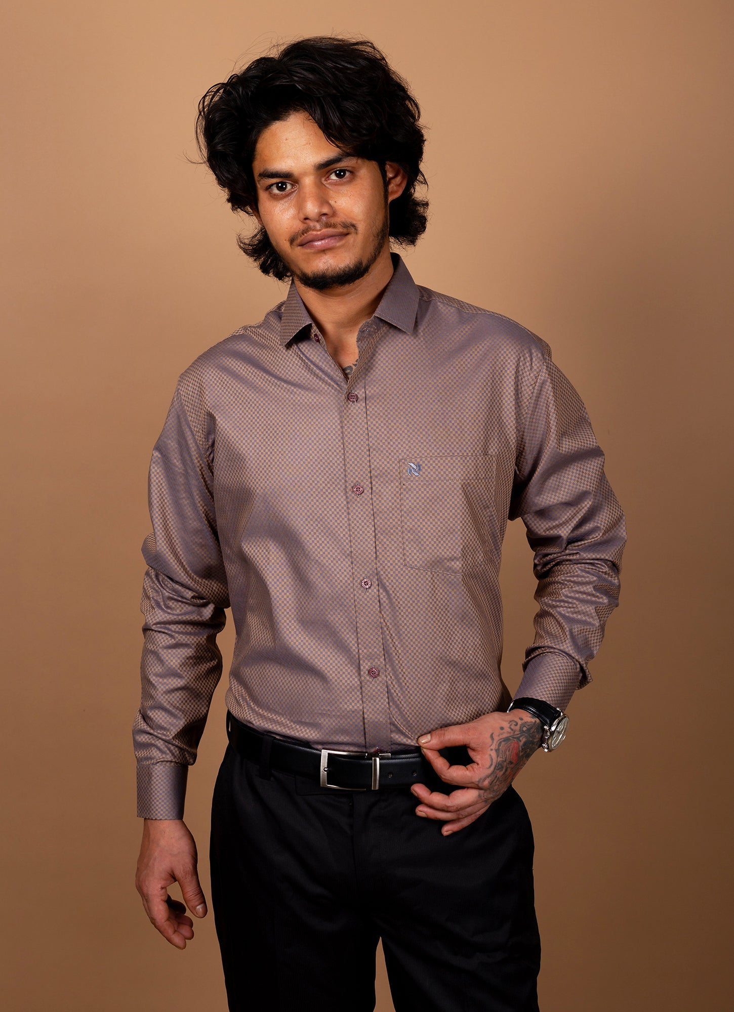 Shimmery Golden Cobalt Brown Organic Cotton Premium Shirt