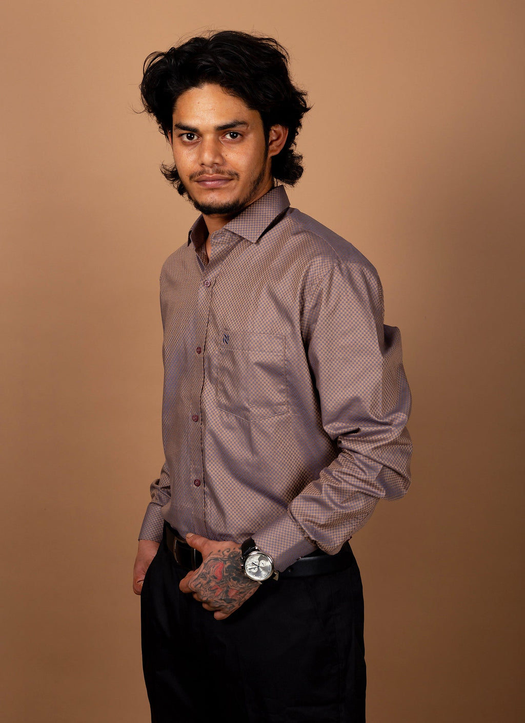 Shimmery Golden Cobalt Brown Organic Cotton Premium Shirt